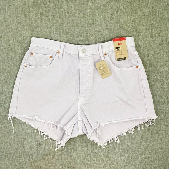 NEW! Levi's 501 High Rise Shorts Light Lilac Cut Offs‎ MSRP: $59.50 100% Cotton - Picture 1 of 11